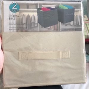 Pack of 2 Beige Storage Bins